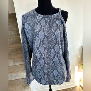 Express Cold Shoulder Snake Skin Sweatshirt-Size L
